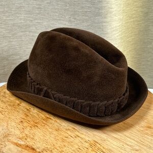 Vintage Borsalino Wool Felt Brown Band Made in Italy Fedora Hat Mens Size 7
